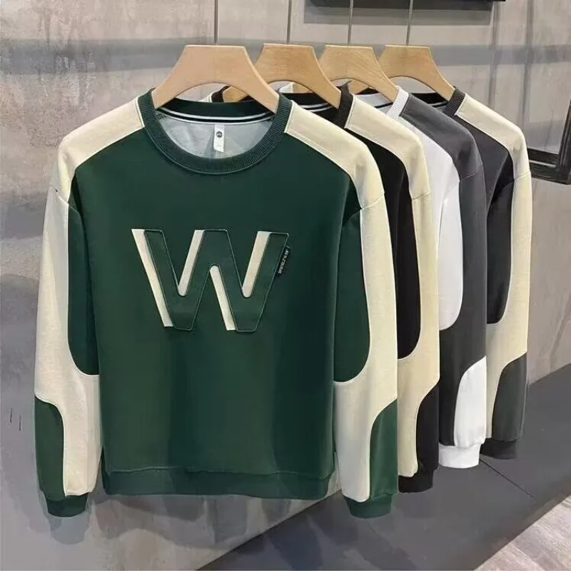 Crewneck Sweatshirts for Men Harajuku Fashion Funny Pastel Color New in Sweat Shirt Novelty and S Round Neck Man Pullover Green