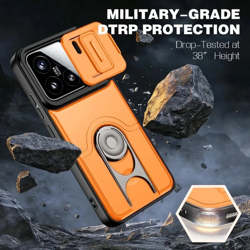 For Xiaomi 17T Pro 17T 17 Pro Max 17 Pro 17 15 Ultra 15T Pro 15T 15 Pro 15 14T Pro 14T Case Sliding Lens Ring Stand Armor