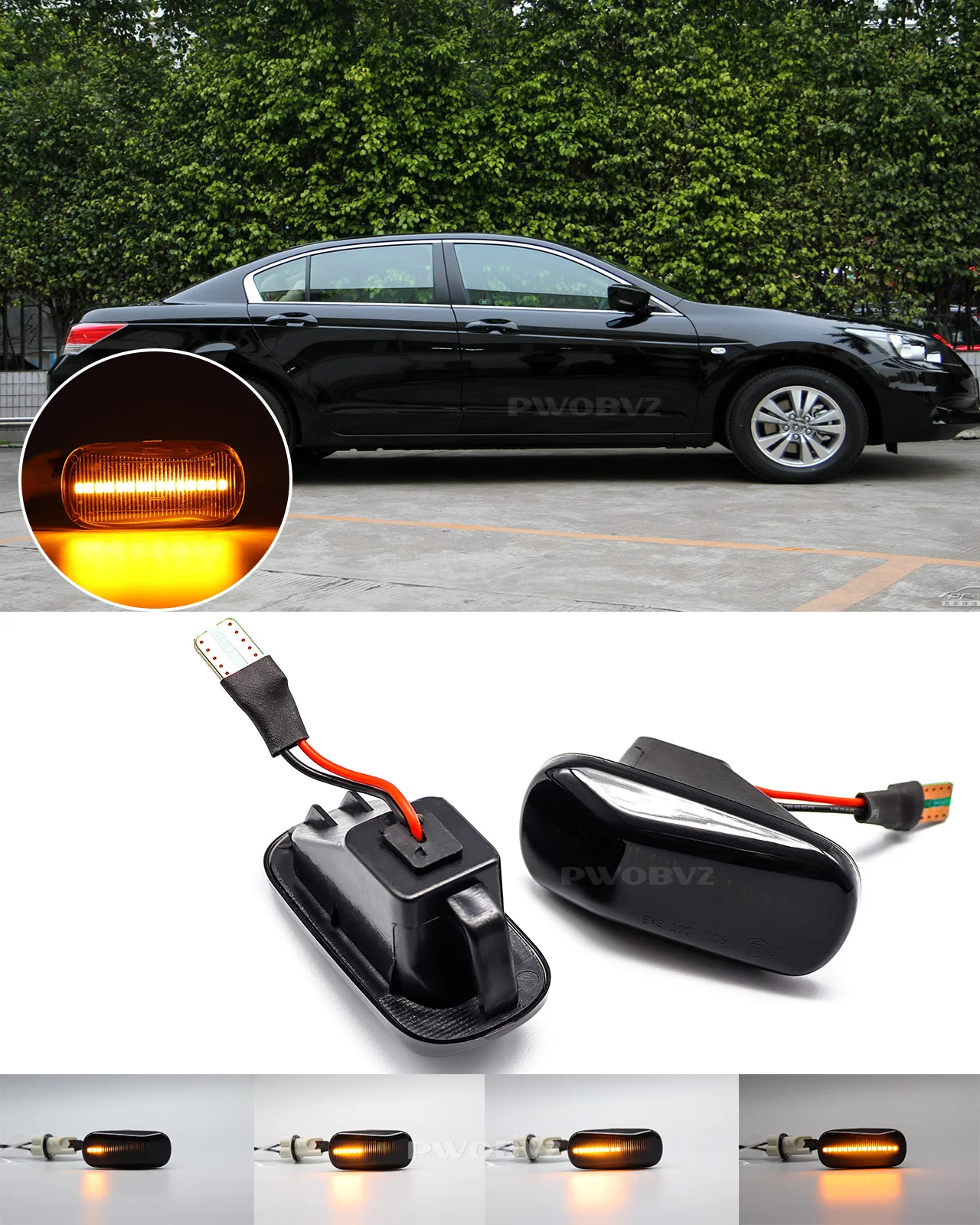 Smoked Dynamic Turn Signal Side Marker Light Blinker For Honda CRV Accord Civic City Fit Jazz Stream HRV S2000 Odyssey