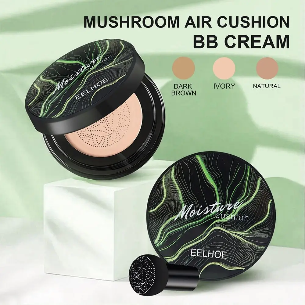 NEW HOT Foundation Concealer Longlasting Air Cushion BB Cream With Mushroom Puff Sponge Ivory White Natural Face Makeup