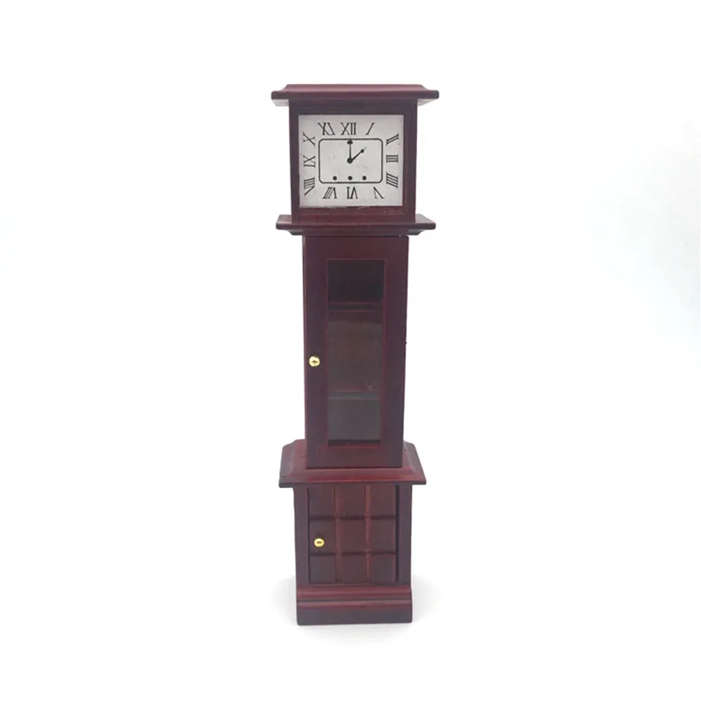 1/12 Dollhouse Miniature Accessories Mini Wooden Vintage Clock Model Simulation Furniture Toys for Doll House Decoration