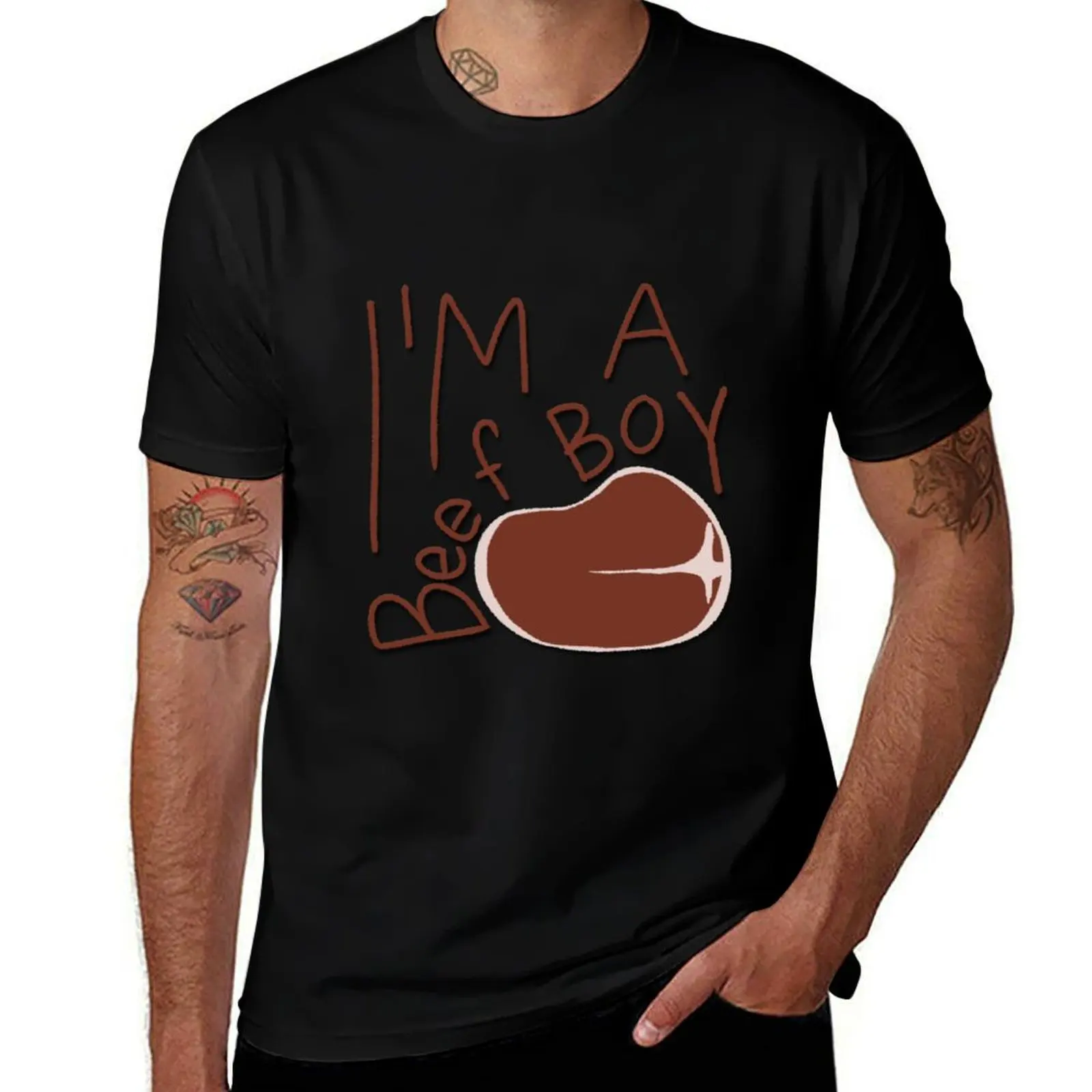 

Beef boy <3 T-Shirt Casual Loose Short Sleeve Tee for Men