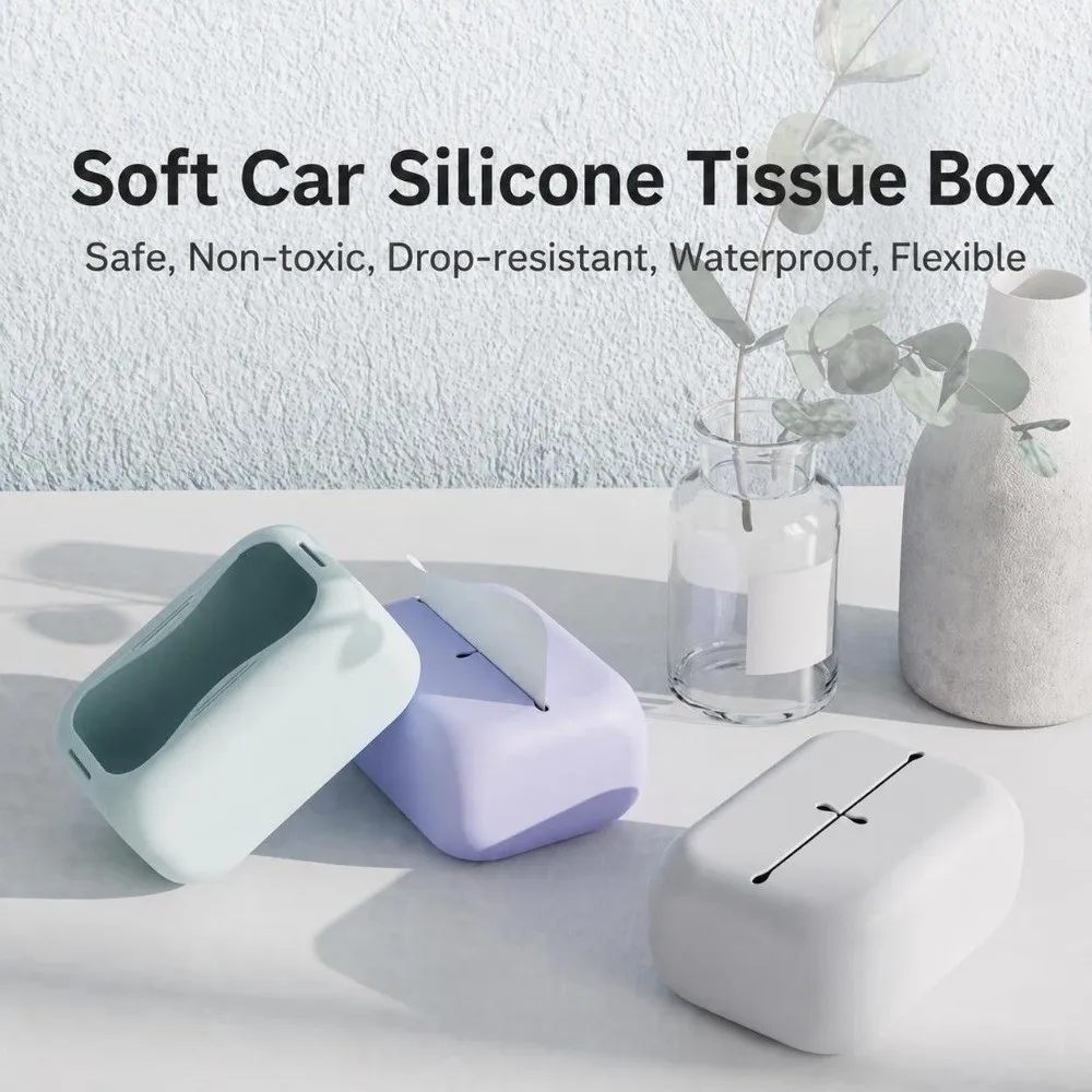 Light Luxury Soft Silicone Tissue Box Reusable Smooth Surface Tissue Drawer Waterproof Easy Clean Tissue Organizer Kitchen 2