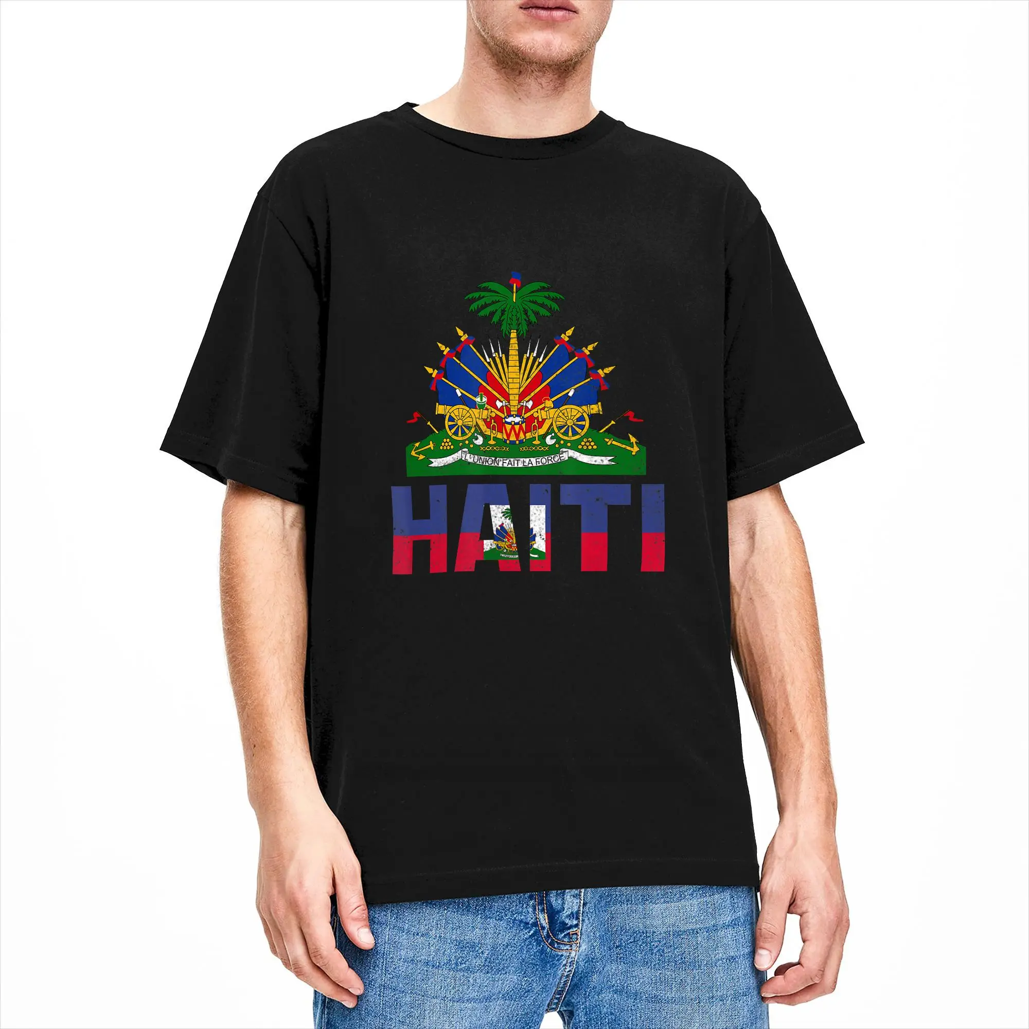 Haitian Flag Day ARt Design T-Shirt Summer  Fashion T Shirts Male Cotton Oversized Clothes Short Sleeve Street Style Tops