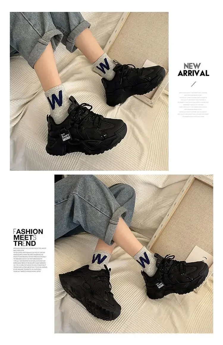 2026 Plateau-Sneaker für Damen Frühling Herbst Neue Chunky-Plateau-Sportschuhe für Damen Modische Dicksohlen-Sneaker aus PU-Leder – Detail 6