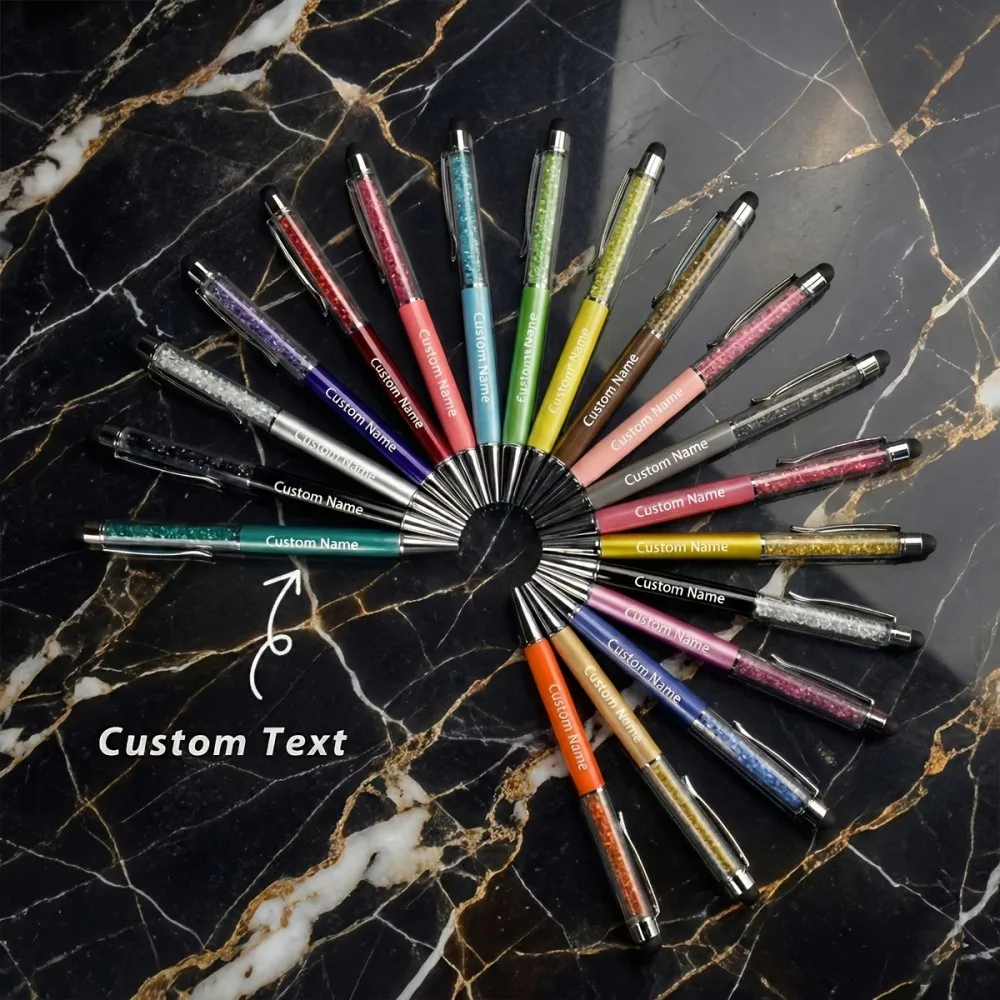 Personalisierter Kristall-Stylus-Stift mit Geschenkbox Individuell Gravierter Name Kugelschreiber Glitzernder Diamant-Metall-Touchscreen-Stift für Geschenke – Detail 2
