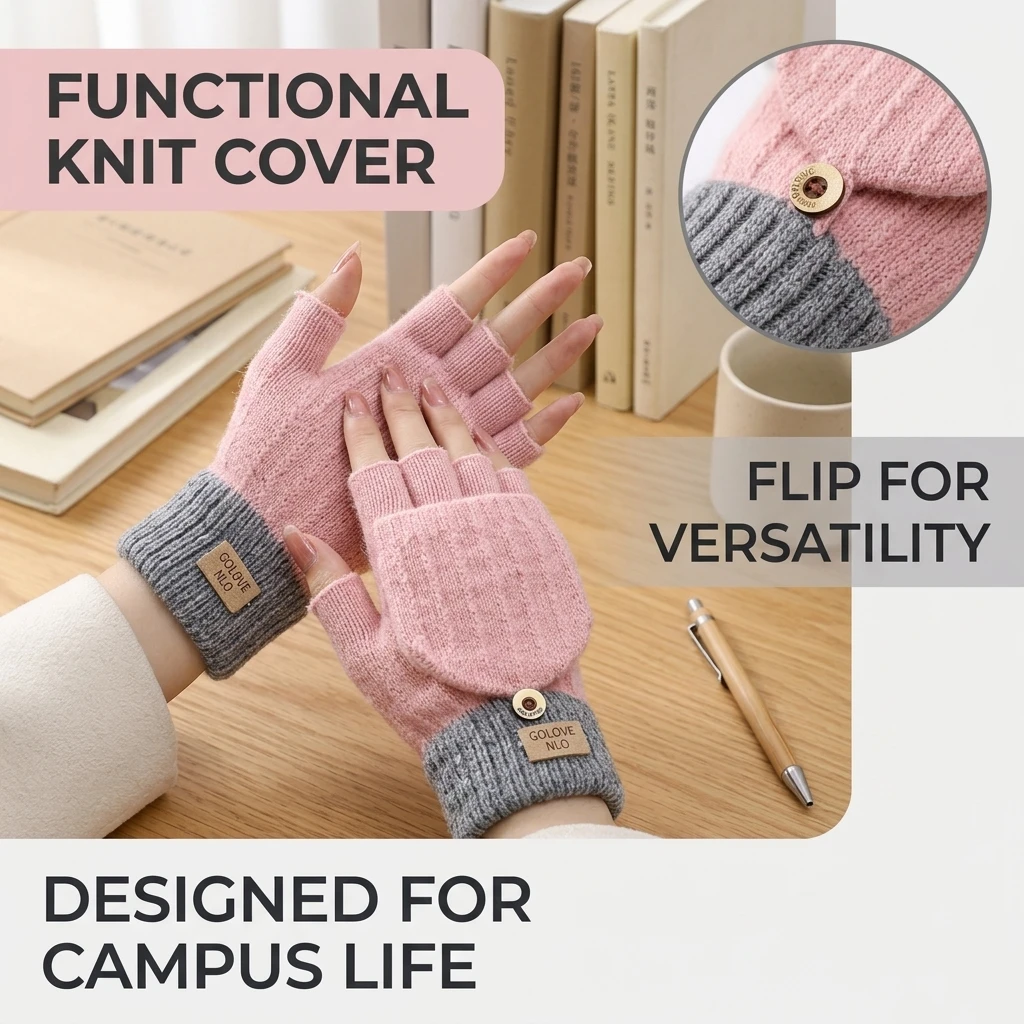 Alpaca Wool Gloves for Winter Commuting Men Women Thermal Convertible Flip Top Knit Mittens Non Slip Warm Handwear Gear