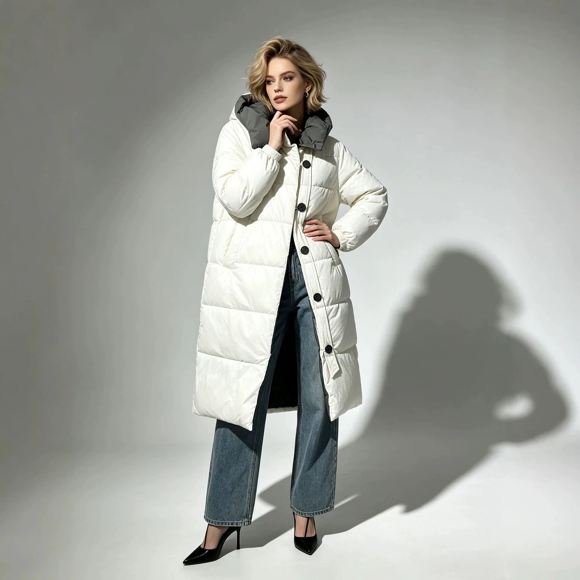 Fluffy Fluffy White Duck Down Jacket Women Hooded Winter Thickness Parkas Female Fashion Long Feather Puffer Coat Snow Outwear - Aliexpress Deal