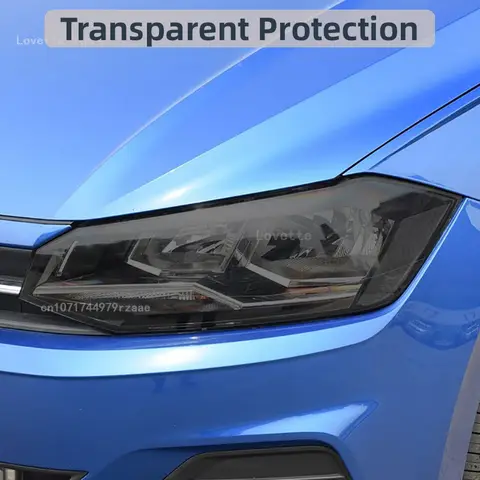 For VW POLO 2017-2019 Accessories Car Headlight Front Lamp Protective Film Restoration Transparent Black TPU Sticker