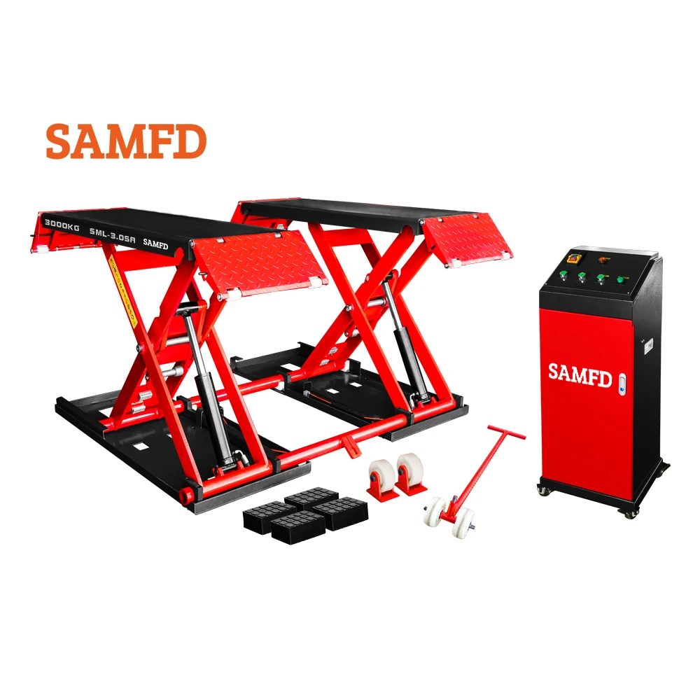 

Auto Shop Hydraulic Double Cylinder Garage Portable Car Lifting Machine Mid Rise Scissor Car Lift 3000KG 220/380V
