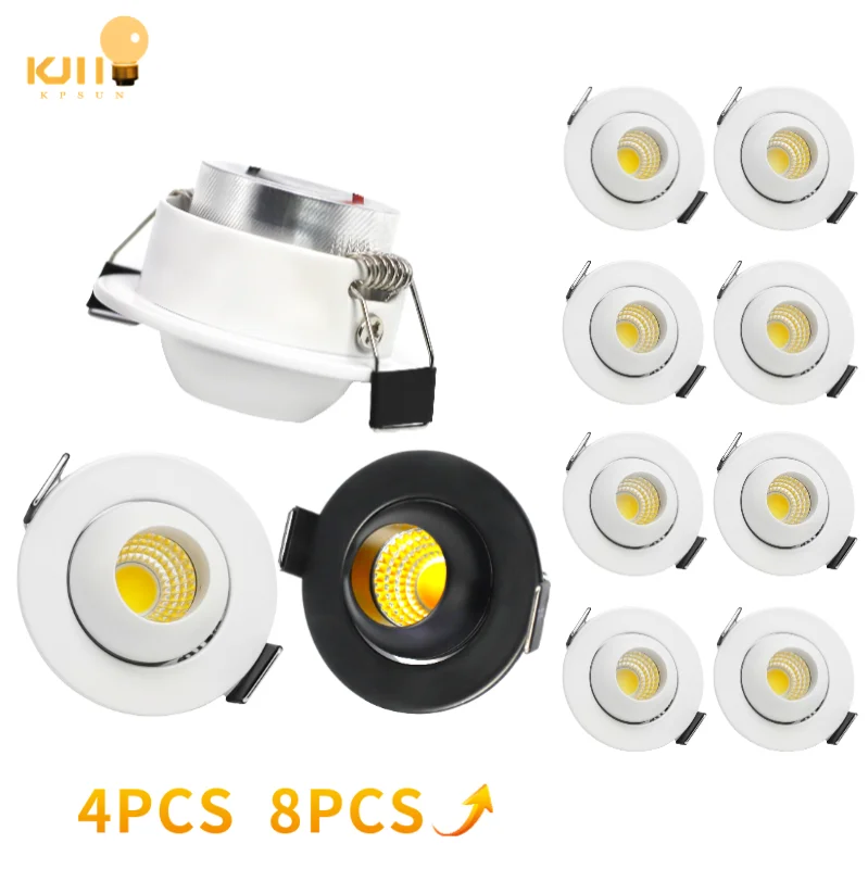 LED Downlight  Spot Lamp 50mm 3W Angle Adjustable Cut Hole Recessed Under Cabinet Spot Light 3W Jewelry Display Ceiling COB