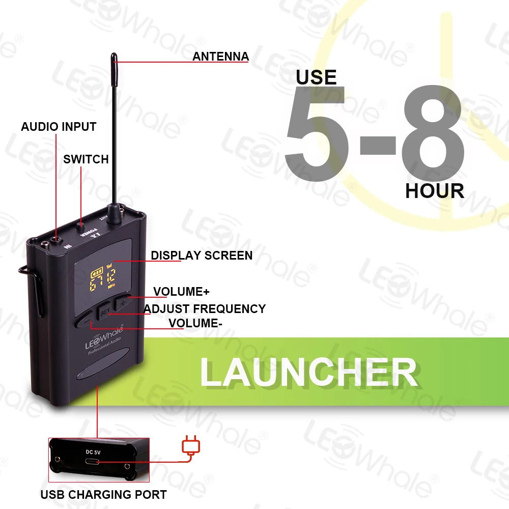 Sistema de Monitoreo de retorno de escenario Inalámbrico UHF con carga USB para controlador Android/Ios, mezclador de tarjeta de sonido, consola de Audio