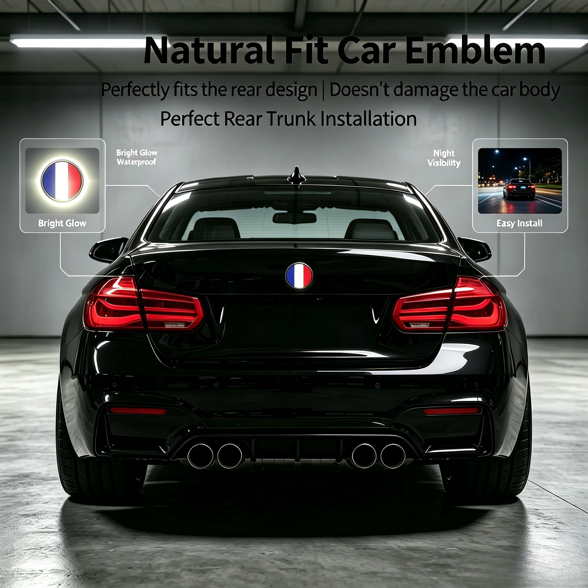 Programmable LED Vehicle Emblem Screen, Custom Image Video Rear Trunk Badge, Smart LED Light Logo for Car Tail Modification.