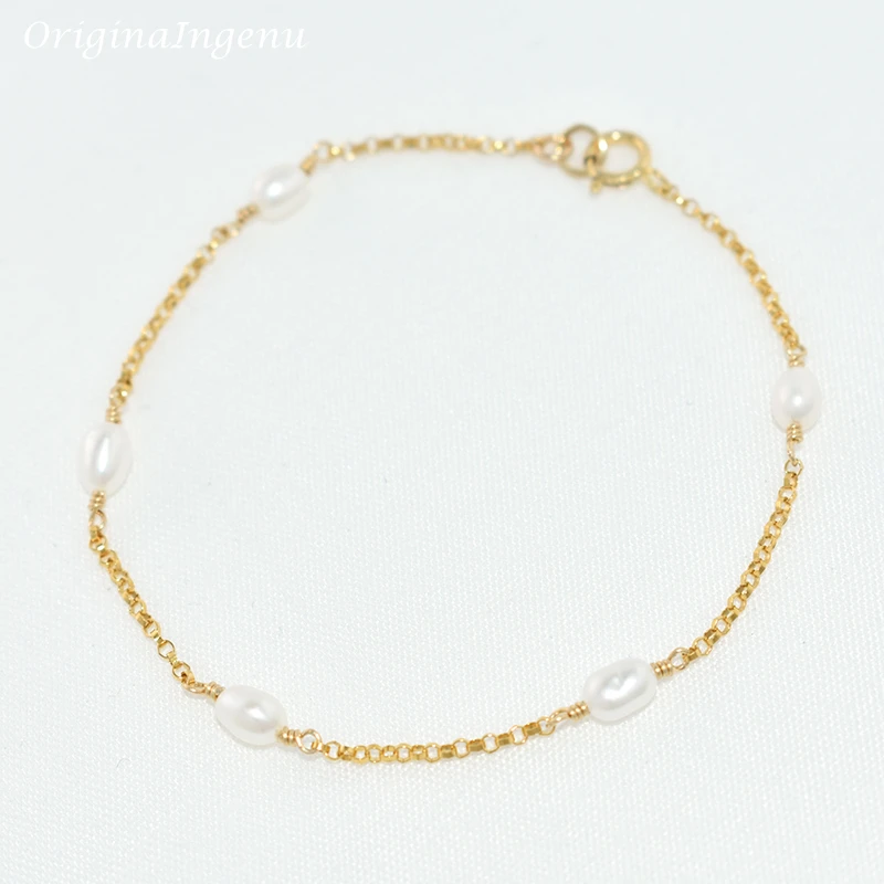 Vintage Natural Freshwater Pearl Bracelets 14K Gold Filled Bracelet Handmade Pearl Jewelry Boho Bracelet For Women