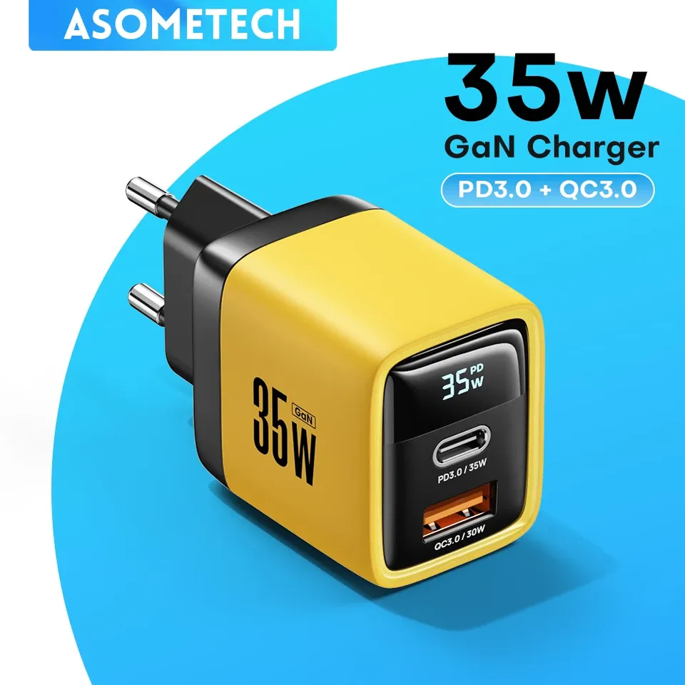  35W GaN Charger LED Display USB Charger for IPhone 14 Pro Samsung Xiaomi IPad Pro PD 3.0 QC 3.0 Quick Charger USB C Fast Charge 