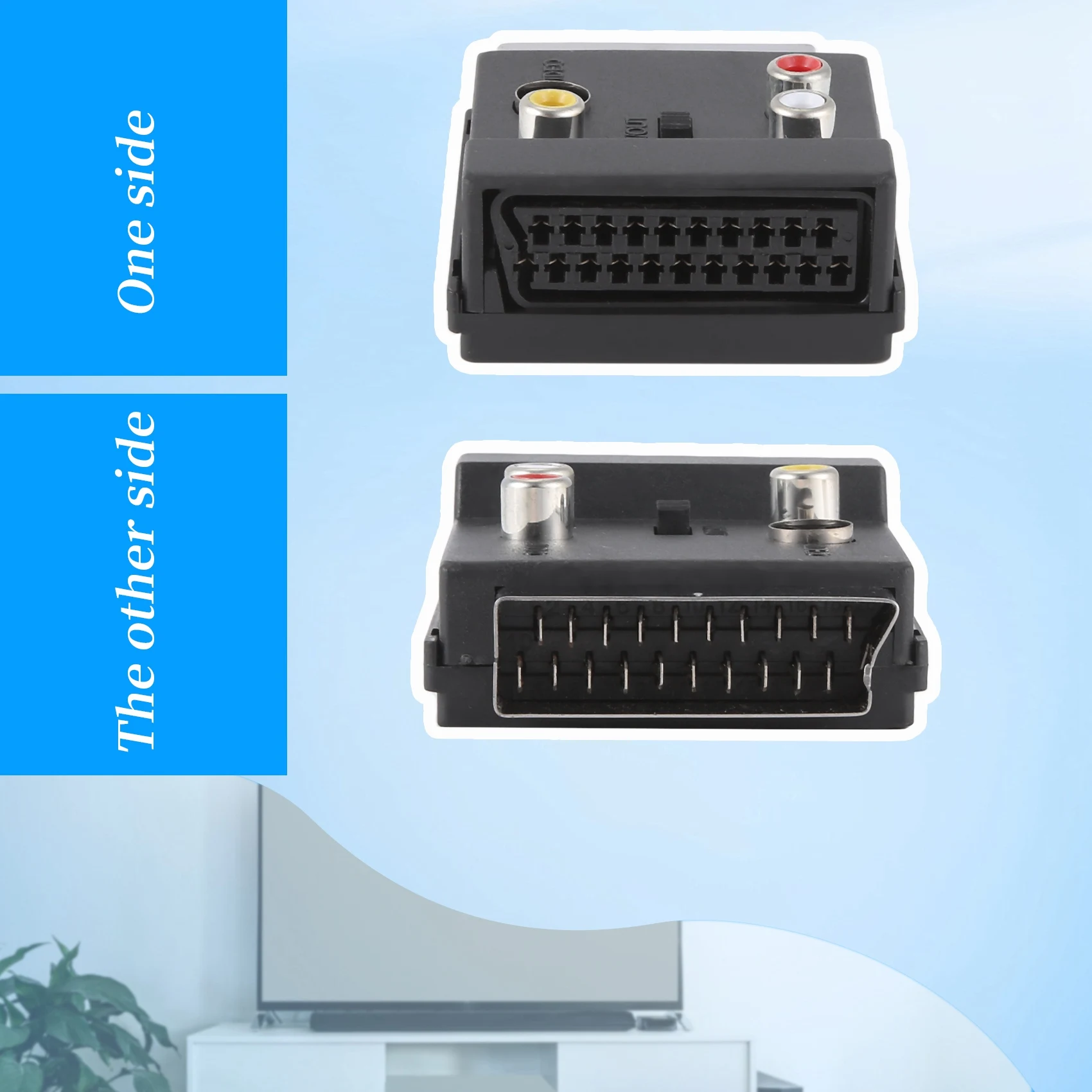 ABGI Switchable SCART Male to Female S-Video 3 RCA Audio Video Adapter Converter AV Terminal