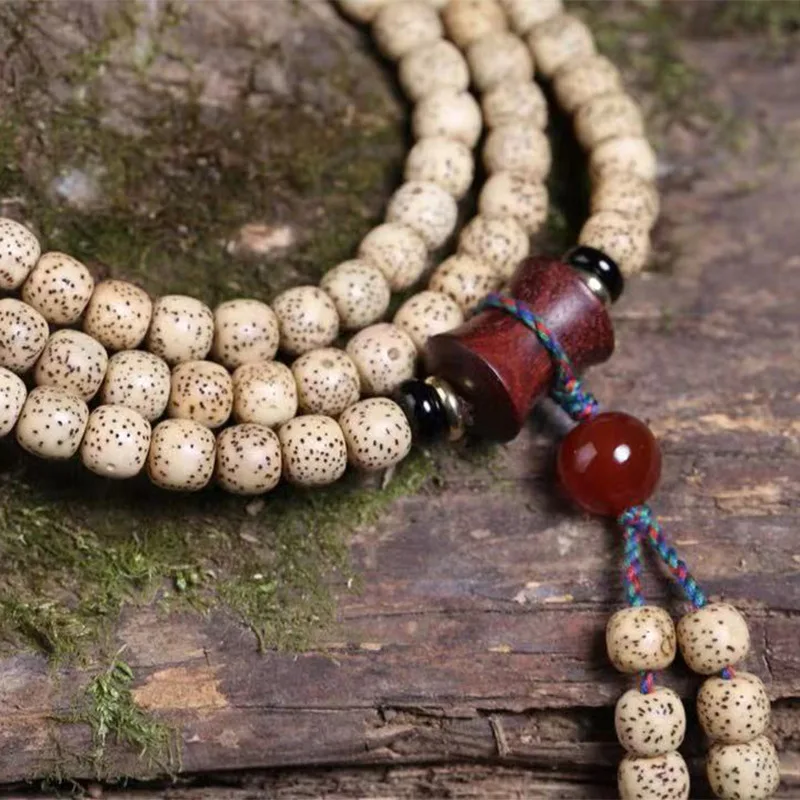 Hainan Star Moon Bodhi Seed Original 6x8 108 high-density plain Buddhist prayer beads bracelet collectible bracel