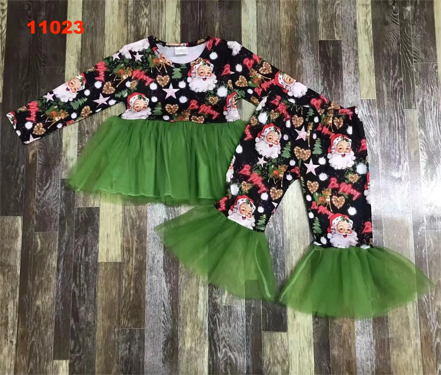 

Christmas Boutique Girls Baby Suit Children Clothes Autumn Pants Long Sleeve Cotton Santa Claus Fawn Pine Tree Outdoor