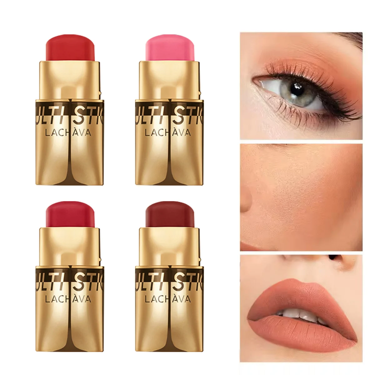 Blush Stick Berry 3 in 1, impermeabile, vantaggi per la correzione del colore, trucco multifunzionale per guance, occhi, labbra