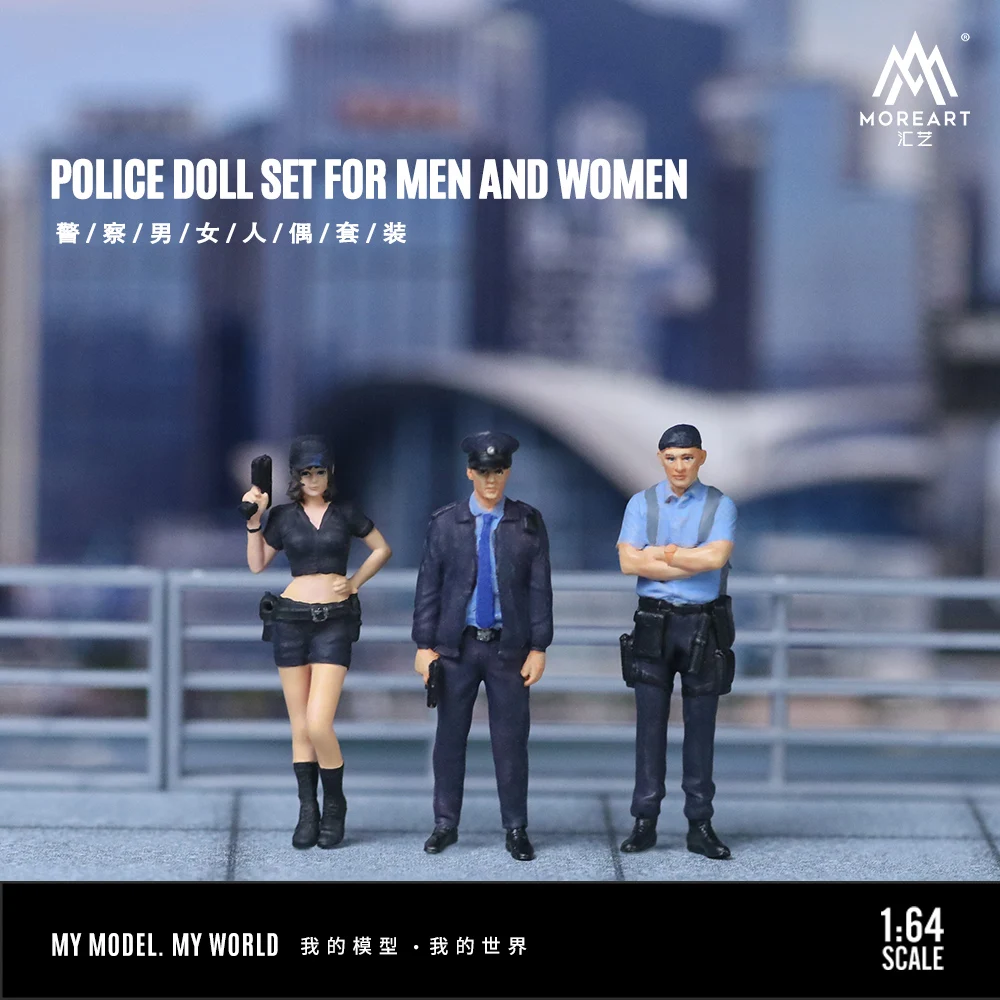 

More Art 1:64 Police Man and Woman Action Figure Set, Resin Decoration Figure Model for Gift&Display&Collection