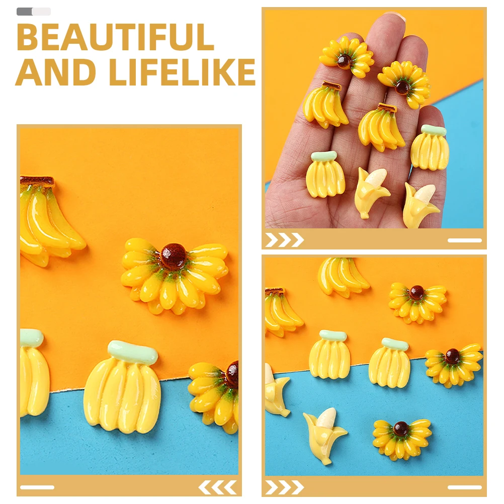 

100 Pcs Mini Banana Simulation Toys Decor Tiny Model Figurine Fake Simulated Decoration Ornament Realistic Accessories Fruit