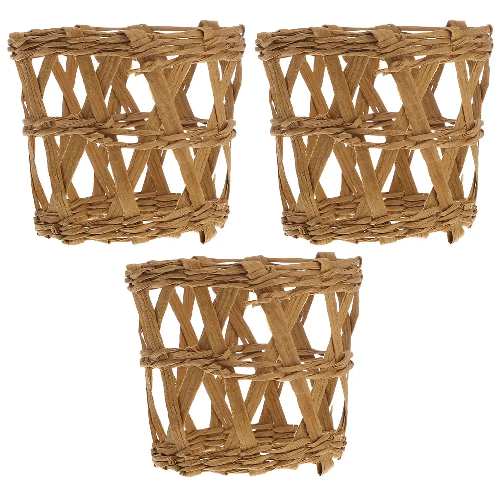 

3pcs Straw Weaving Sleeves Grass Woven Glass Cup Covers Handmade Drink Insulator Anti-Scald Sleeve For Home Garden Party Outdoor