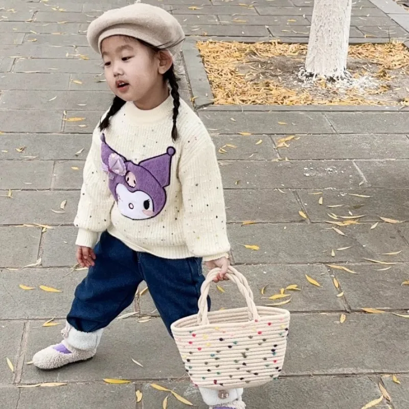 Girls' Sweater Autumn And Winter 2024 New Children'S Autumn And Winter Clothes For Girls Baby Foreign Style Knitted Bottoms Plus