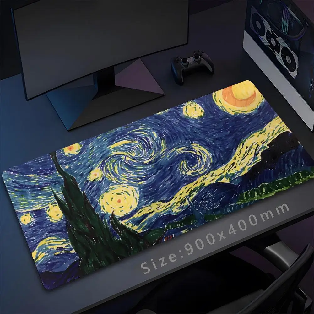 Art Van Gogh Hot Game Grote Computer Gaming Muis Groothandel Pad Waterdicht Pu Lederen 1000X500 Muismat