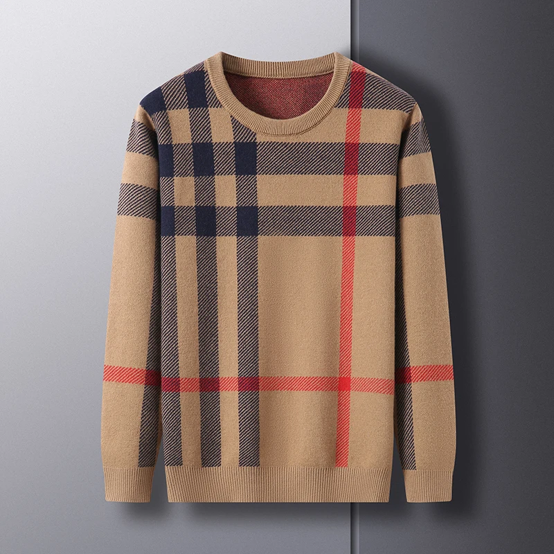 

Hot Selling Original Quality Men's Knitted Sweater New Arrival O-Neck Jacquard Warm Long Sleeve Pullover Autumn Casual Menswear