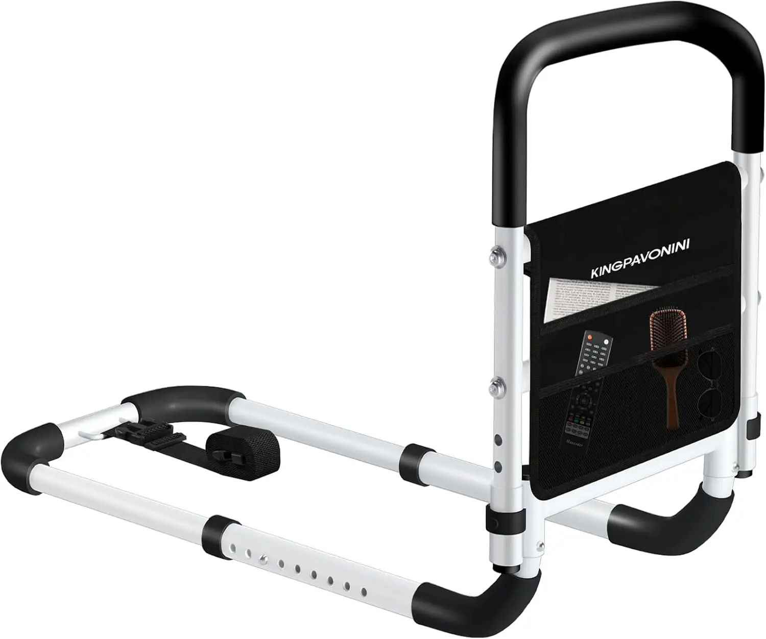 Bed Rails for Elderly Adults Safety Adjustable Bed Cane with Non-Slip Ergonomic Handle and Storage Pocket, Bed Railings for Seni