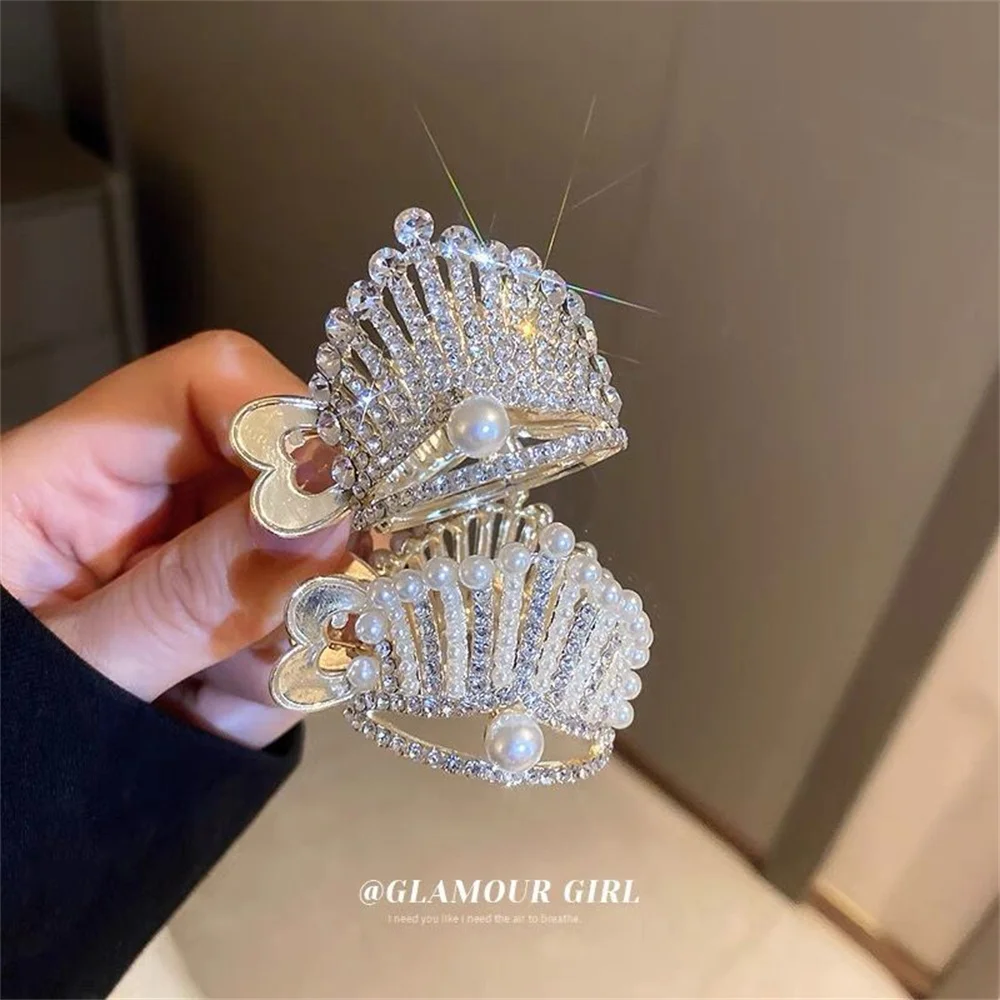 Fashion Zircon Pearl Metal Hair Claw High Ponytail Holder for Women Girls 2022 New Trendy Korea Luxury Hair Clip Accessories