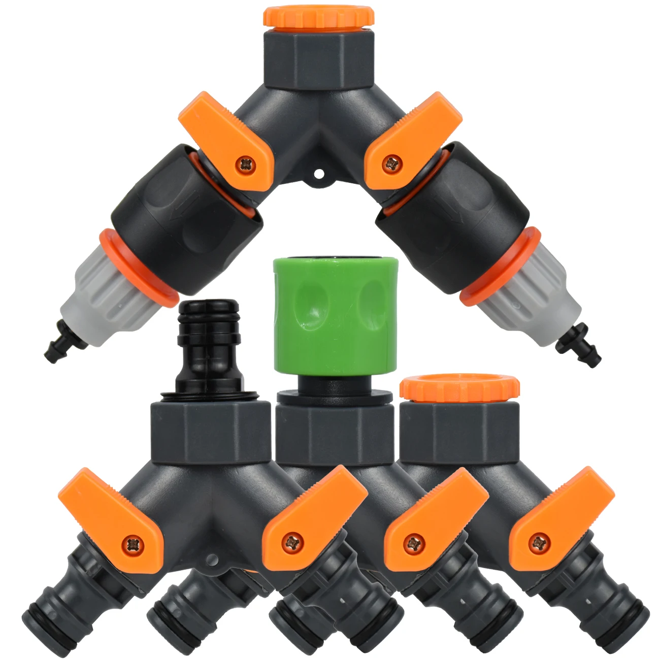 KESLA Garden Sprinkler Hose Connector Y Splitter 2-Way Valve Adapter Quick Connector 3/4''&16mm&4/7mm Quick Connector Fittings