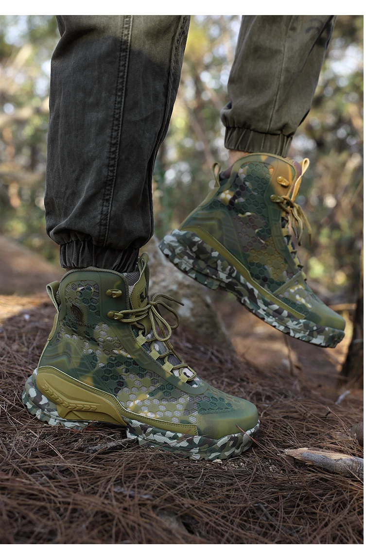 Neue Hochwertige Leder-Arbeitsstiefel für Herren, Hohe Herren-Wüstenkampfstiefel, Rutschfeste Outdoor-Wanderschuhe, Herren-Motorradstiefel – Detail 17
