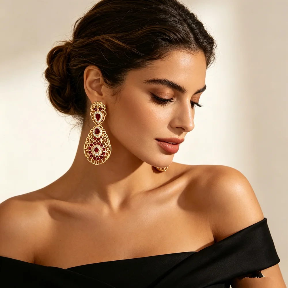 Moroccan Bride Ladies Dangle Earrings Design Fashion Accessory Suitable for Wedding Parties And Festivals French Style Bridal Ea