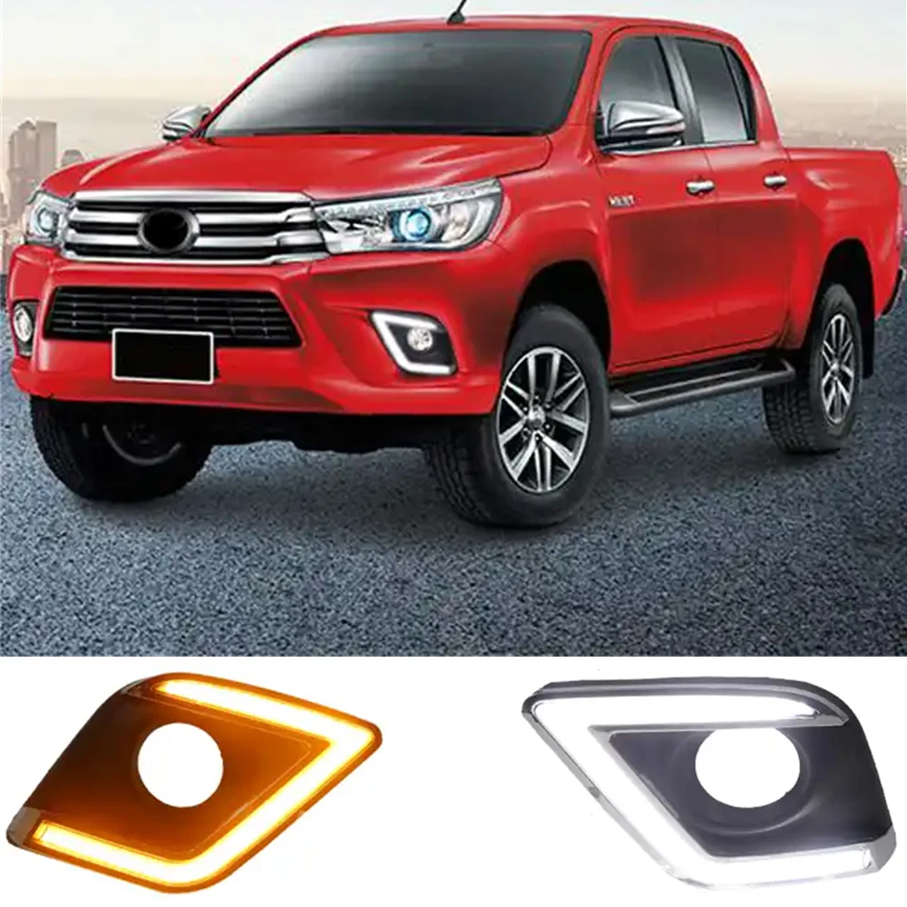 

For Toyota Hilux Revo Vigo 2015 2016 2017 LED DRL Daytime Running Lights Signal Lamp Fog Lamp Front Cover Daylight Light