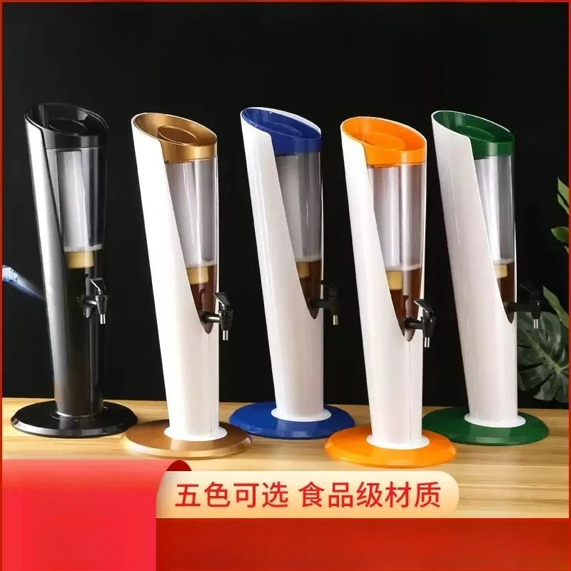 3L LED Beer Tower Dispenser with Tap, Creative Draft Beer & Juice Beverage Container for Bar KTV