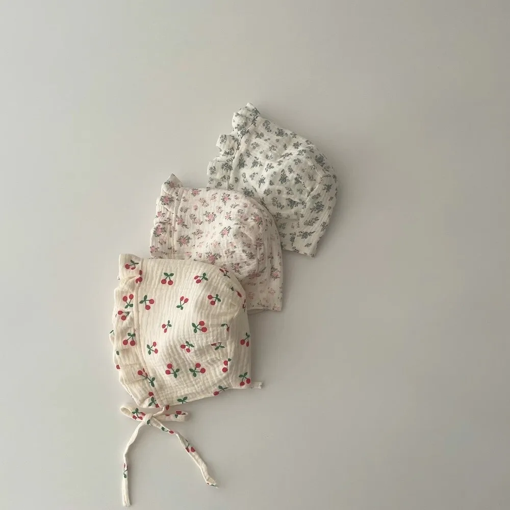 

New Floral Printed Ear Protection Hat Sunscreen Breathable Sunshade Cap Princess Hat Spring Summer