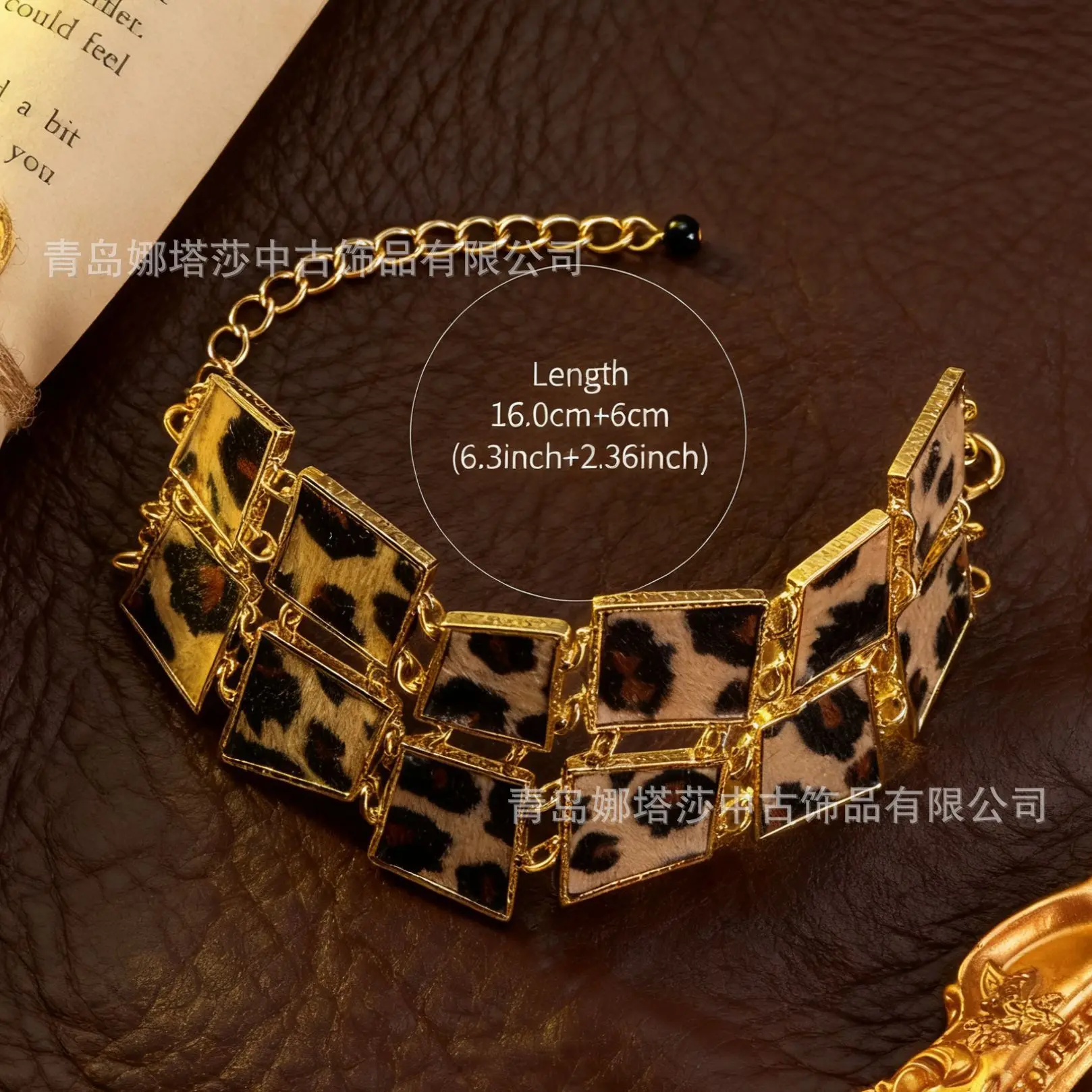 retro geometric bracelets craftsmanship exquisite leopard print metal hand jewelry