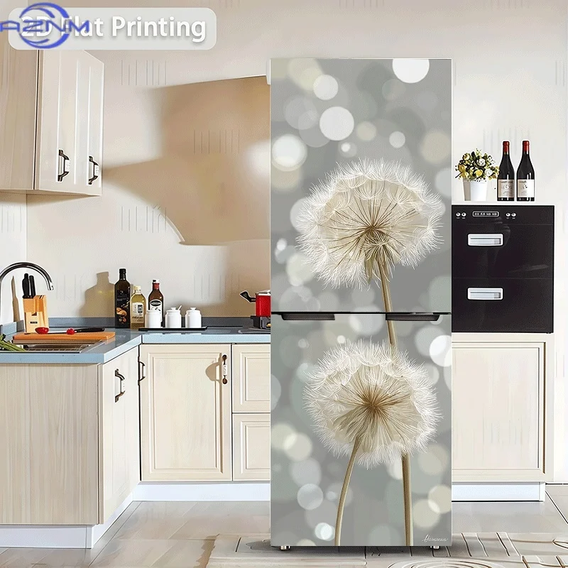 A Decorative Sticker Featuring Two Dandelions Against a Light Spot Background - Wall Decal, Suitable for Walls And Refrigerato