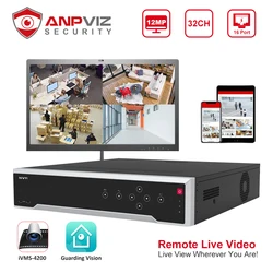 Anpviz 12MP 32-CH 1.5U 16 PoE 4K NVR DS-7732NI-I4/16P H.265+ Plug and Play For IP Camera  Network Video Recorders