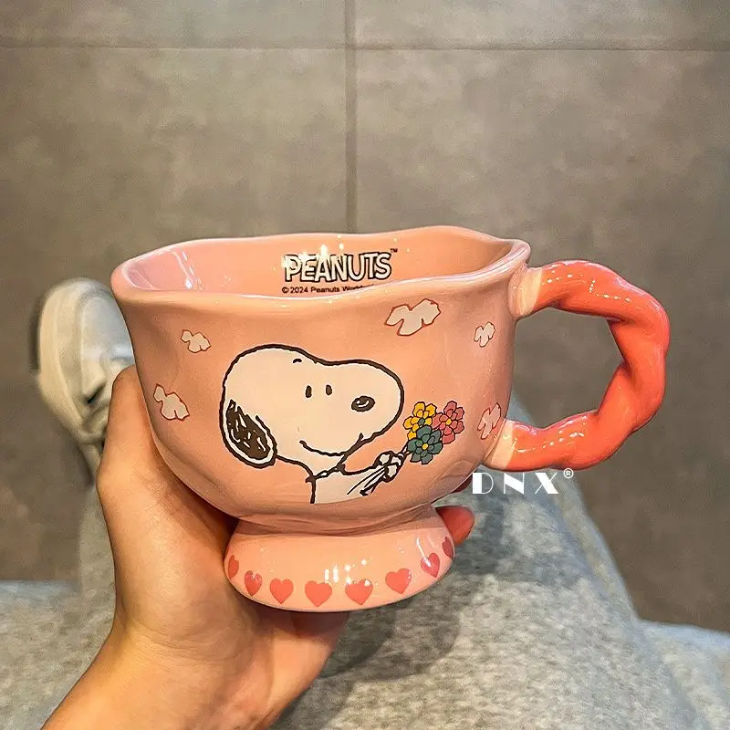 Taza de Snoopy de Disney, nueva taza de café con leche de cerámica de aspecto alto para chica creativa y bonita, regalo de moda para amigos, regalo de vacaciones