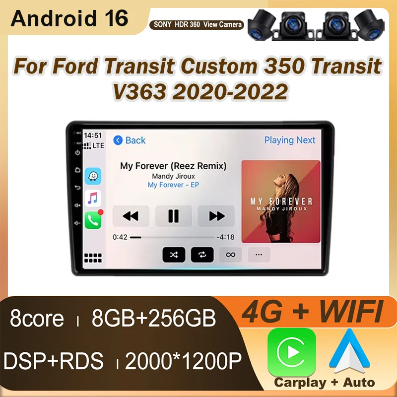 Auto Radio Android For Ford Transit Custom 350 Transit V363 2020-2022 Multimedia Video Player Navigation GPS NO 2din Head Unit