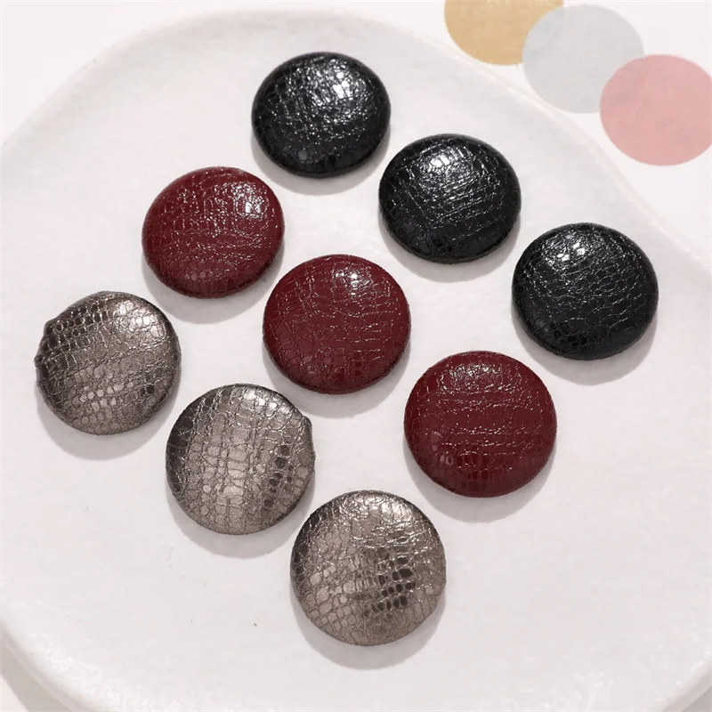 Wholesale 100pcs/lot 22mm color pu pattern print geometry rounds shape cabochon beads diy jewelry garment hair accessory