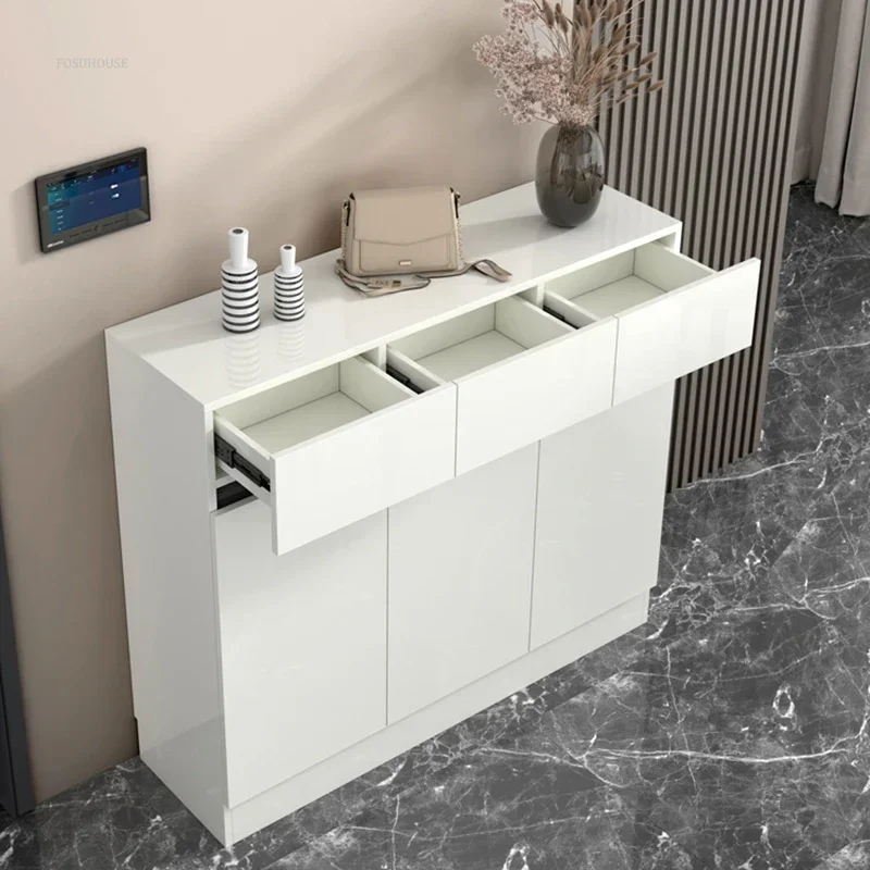 P1 Nordic Cabinets For Entrance Density Board Dust-proof Shoerack With Drawers Doors Light Luxury Shoe Rack For Apartments F