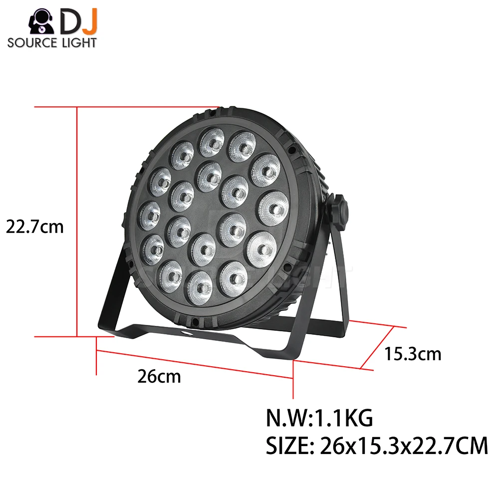 RGBW 18x12W LED Par Light Stage Effect Lighting with ring 6/10CH DMX512 Sound Activated Control for Performance Party home show