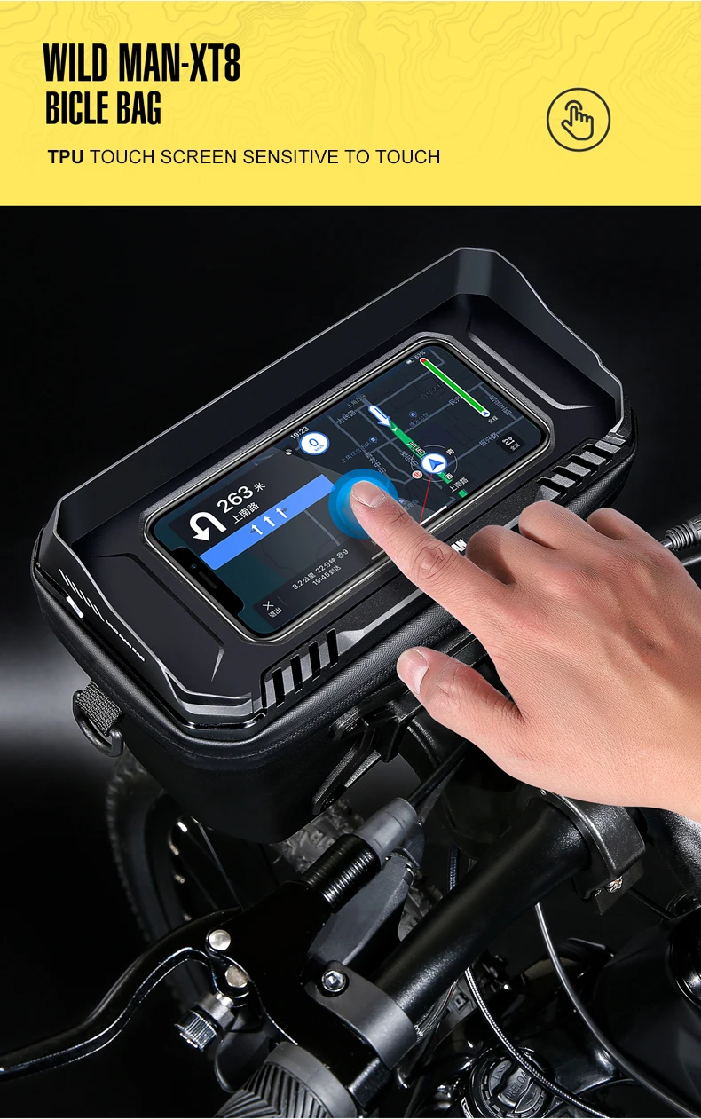 WILD MAN BBG106 Fahrrad Lenkertasche EVA Hartschale Touchscreen Handyfenster Regenschutz Schnellwechselhalterung für MTB und Rennrad – Detail 7