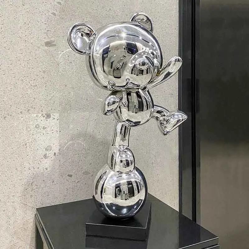 o*-Room Decor, Teddy Bear Sculpture Ornament, Electroplated Crafts Statues, Home Office Desktop Decoration, Luxury Artworks Gift