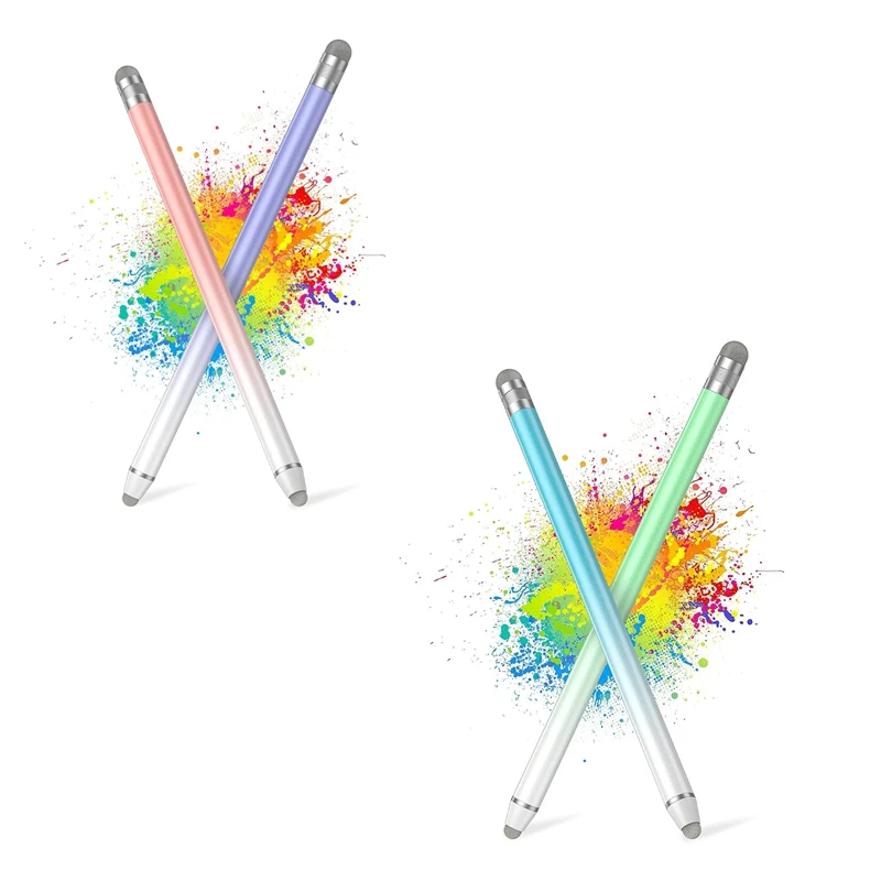 ปากกาสไตลัสอเนกประสงค์2ชิ้นปลายไฟเบอร์ความไวสูงเหมาะสำหรับแท็บเล็ต iPhone/Samsung และหน้าจอสัมผัสทั้งหมด