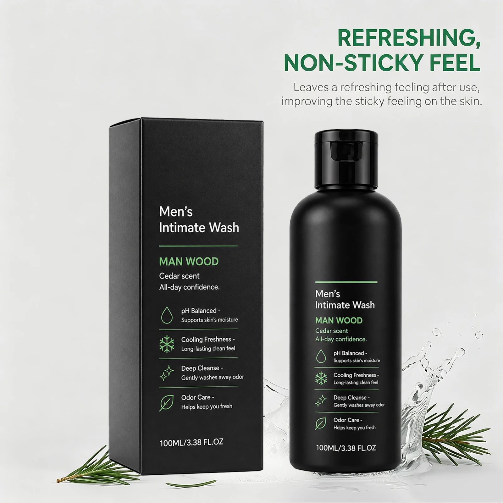 Men Intimate Wash for Gentle Cleansing Moisturizing Long-Lasting Odor Control Skin Cleansing Dryness Support Intimate Areas Care