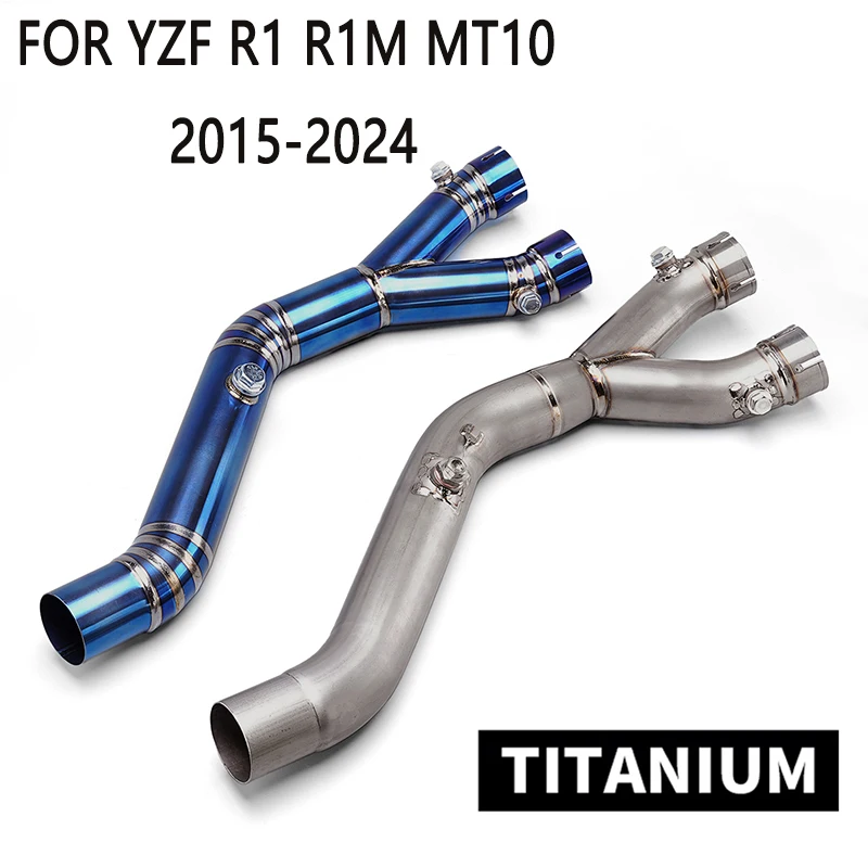 R1 Slip On Motorcycle Exhaust Modify Racing Line For YZF MT10 R1 R1M 2015-2024 Titanium Alloy Middle Pipe Connect Interface